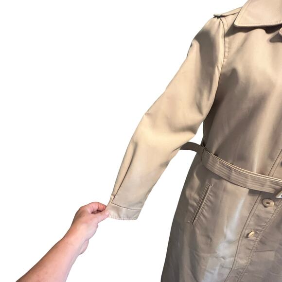 London Fog Womens VTG Trench Coat 8 Reg USA Jacket Zip Out Fur Lining & Belt - Picture 6 of 16